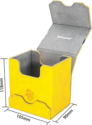 Miniatura 2 de Zoopin - Caja de cuero con contador de vida giratorio integrado, color amarillo para MTG, Yugioh, Pokeman, TES Legacy, Munchkins CCG Decks y también