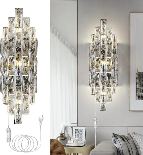 Miniatura 17 de Modernos apliques de pared cromados de cristal, lámparas de pared, lámpara de pared interior, lámparas de montaje en pared para sala de estar