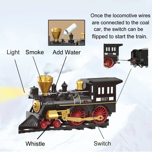 Miniatura 2 de Juego de Tren para Niños - Tren Eléctrico con Control Remoto, Pista de Tren Alrededor del Árbol de Navidad, Kits de Ferrocarril con Locomotora