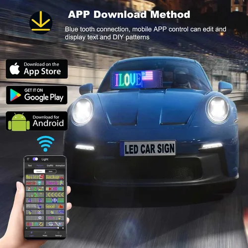 Miniatura 5 de Señales de luz LED para automóvil, calcomanías LED para parabrisas de taxi, panel de matriz LED digital flexible, control de aplicación Bluetooth