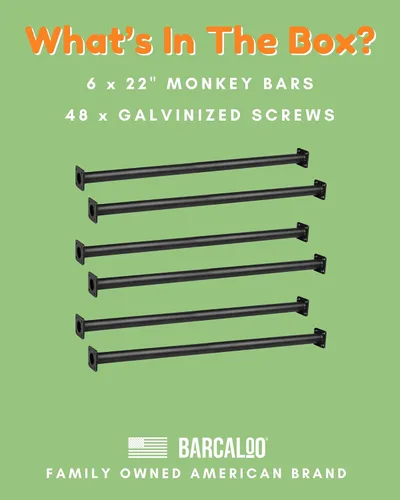 Miniatura 4 de Barcaloo Juego de 6 barras de mono para exteriores de 22 pulgadas para patio trasero, juego de 6, barras de metal negro para exteriores/interiores