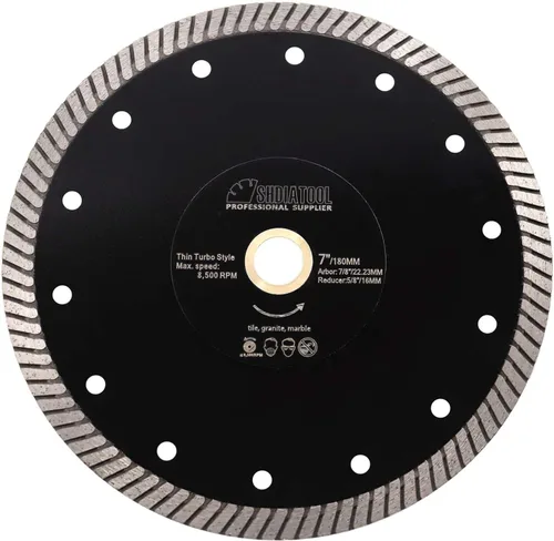 SHDIATOOL Hoja de sierra turbo de diamante de 7 pulgadas, disco de corte súper delgado para azulejos de porcelana y cerámica, rueda de corte de