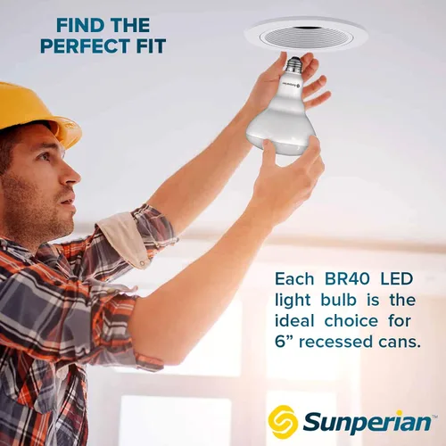 Miniatura 5 de SUNPERIAN BR40 Bombillas LED, 13 W = 85 W, 4000 K blanco frío, 1400 lúmenes, bombillas de inundación regulables para latas empotradas, clasificación