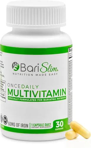 BariSlim Cápsula multivitamínica bariátrica Once Daily - 60 mg de hierro - Vitamina bariátrica y suplemento para poscirugía incluyendo bypass