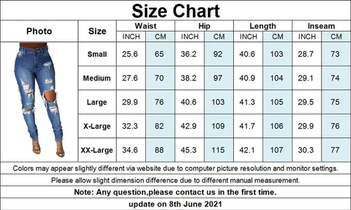 Miniatura 3 de Women's Skinny Ripped Jeans Stretch Destroyed Mid High Waist Denim Pants