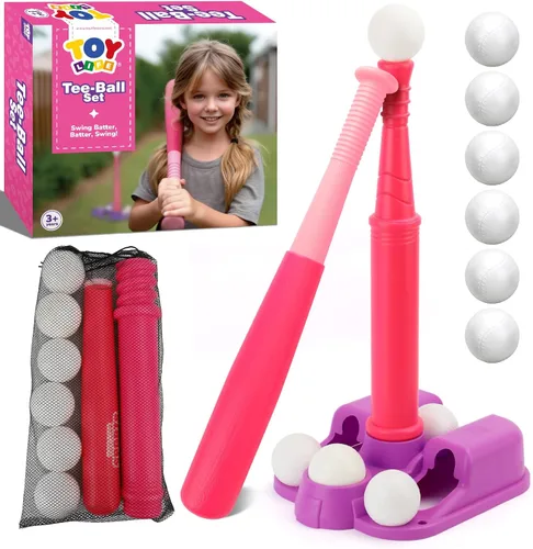 Miniatura 9 de TOY Life Juego de pelota en T para niños de 3-5, 5-8, juego de béisbol para niñas, juegos de soporte de pelota en T con guante de béisbol, camiseta