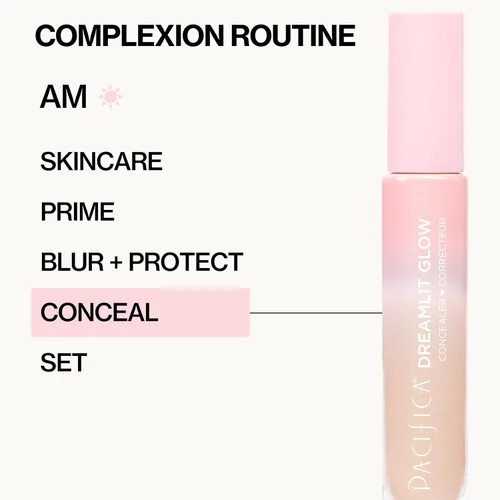 Miniatura 9 de Pacifica Corrector DreamLit Glow de cobertura completa con escualano para ojeras y corrección de manchas oscuras, ligero y duradero, vegano y libre