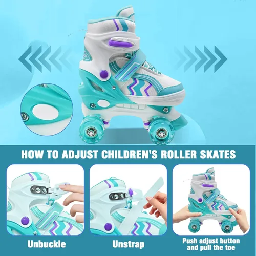 Miniatura 2 de Patines ajustables para niños y niñas, con todas las ruedas iluminadas de 5 a 8 años y 8 a 12 años, para principiantes en deportes al aire libre e