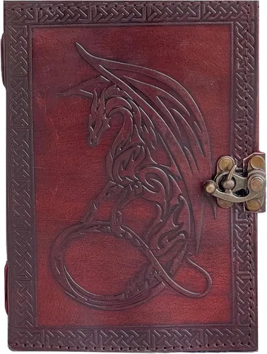 Miniatura 7 de jaald 7.1 in dragón cuero en blanco grimorio de cuero libro de sombras libro de hechizos libro de cuero diario diario diario cuaderno de bocetos