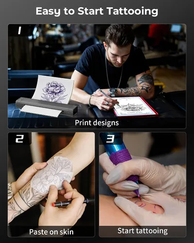 Miniatura 6 de Itari M08F - Impresora inalámbrica de plantillas de tatuajes, máquina de transferencia de tatuajes, copiadora térmica con 10 piezas de papel
