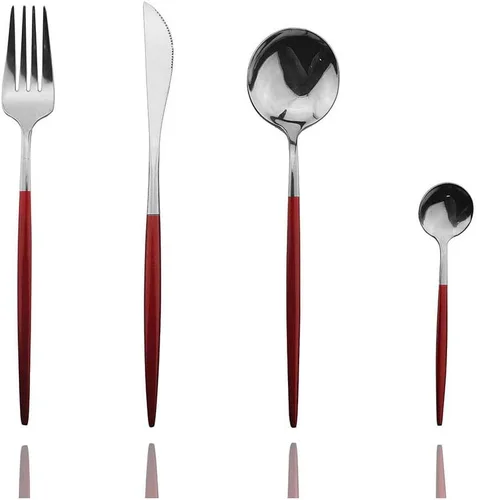 Miniatura 6 de JASHII Juego de cubiertos de 4 piezas de acero inoxidable 304 para el hogar, juego de cubiertos de cocina con espejo, cuchillo pulido, tenedor