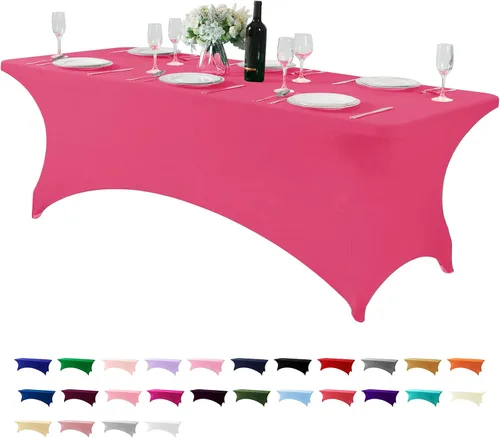 Miniatura 103 de Mantel de elastano para mesas de 4, 6 u 8 pies, mantel elástico universal ajustable para fiestas, banquetes, bodas y eventos - Verde manzana