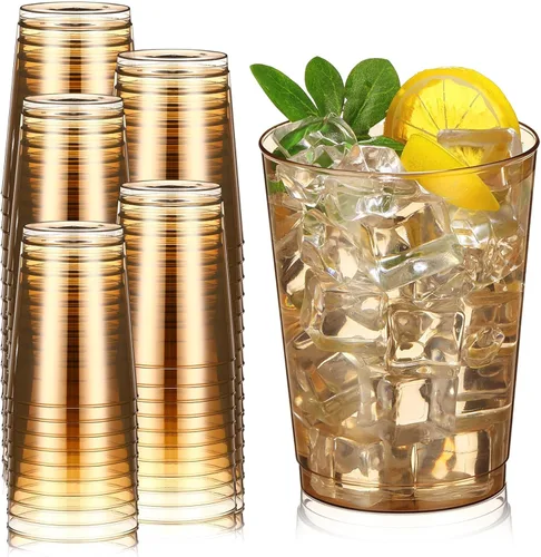 Miniatura 10 de Minatee 100 vasos de plástico desechables de lujo, vasos de cóctel de vino resistentes para graduaciones, bodas y fiestas de cumpleaños, vasos