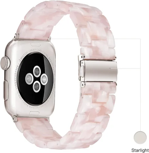 Miniatura 3 de LS - Correa de resina para iWatch compatible con Apple Watch Ultra 2/1 de 1.732 pulgadas, Starlight Series 9, Series 8, Series 7, Series SE, Series