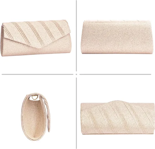 Miniatura 7 de Larcenciel Bolsos de noche para mujer, bolsos de mano con sobre con purpurina, bolso formal para mujer, para citas, salidas nocturnas, fiestas, 8.7