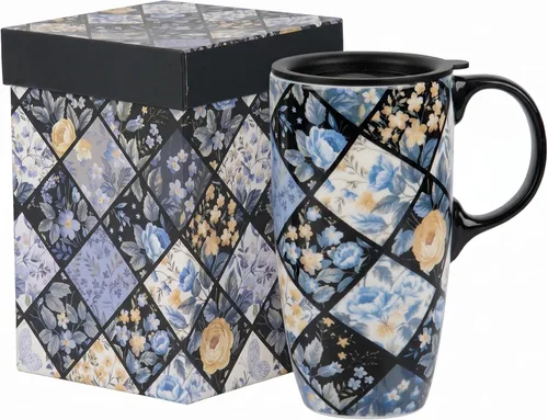 Miniatura 11 de Topadorn Taza de cerámica de café de porcelana con tapa en caja de regalo de 17 onzas, tazas de café novedosas para hombres, mujeres, oficina y Abeja