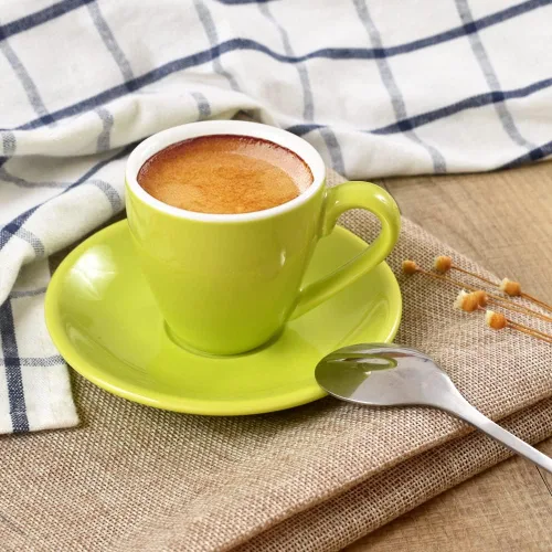 Miniatura 3 de Taza de café espresso de porcelana ionEgg con platillo, taza de café expreso, 80ml/2.7Oz, verde