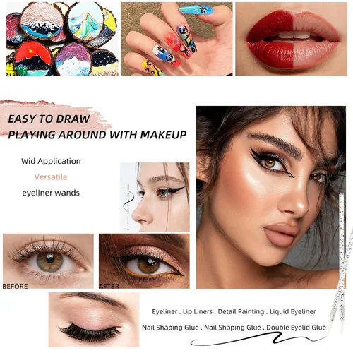 Miniatura 7 de Disposable Eyeliner Brush Applicator Cosmetic Eye Wand Eyeliner Makeup Tool (black-100pcs)