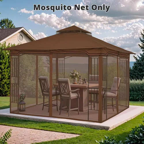 Miniatura 6 de MASTERCANOPY Carpa de patio con mosquitera, paredes de pantalla (10x10, Café)