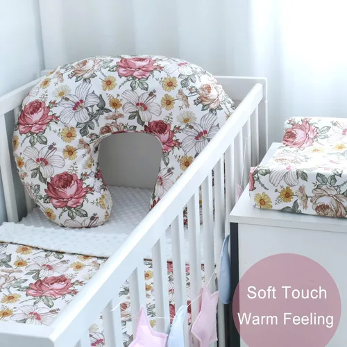Miniatura 5 de Minky - Funda de almohada para lactancia materna, en forma de U, para bebé, niño y niña, solo funda (flora)