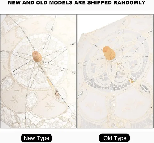 Miniatura 5 de TOPINCN Bridal Umbrella Wedding Umbrella Lace for Lace Umbrella Prop Banquet Umbrella Racks (beige trumpet)