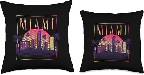 Miniatura 3 de Miami Florida USA Skyline Silhouette Outline Sketch Throw Pillow