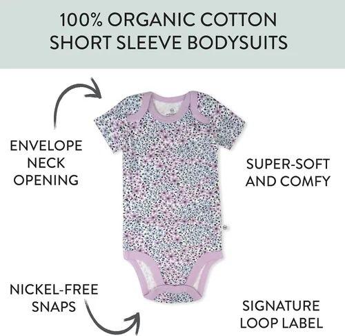 Miniatura 3 de HonestBaby baby-girls 5-pack Short Sleeve Bodysuits One-piece 100% Organic Cotton for Infant Baby Girls