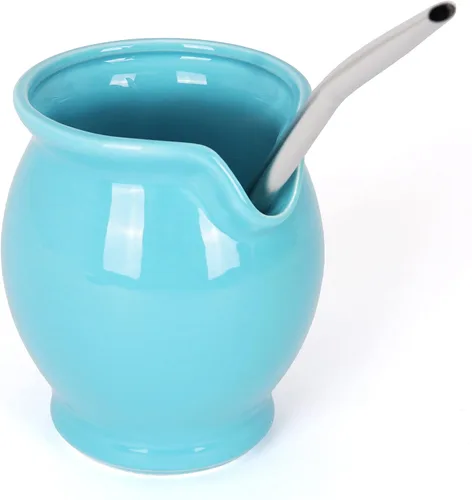 Ceramic Mate - Juego de calabaza y bombilla – Calabaza de yerba mate – Taza mate fácil de limpiar, popote de filtro para té de yerba mate y bebidas