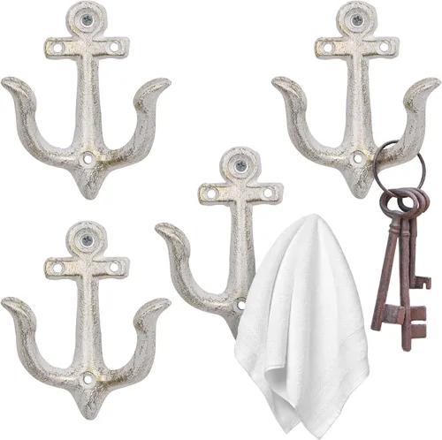 XINGYAN Ganchos de pared náuticos de hierro fundido rústico vintage, diseño de ancla de mar, perchero para el hogar, toalla decorativa de baño de