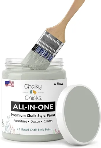 Miniatura 75 de Chalky Chicks - Pintura mate a la tiza, no requiere lijado, 4 onzas líquidas, color gris oscuro (Gun Metal Gray), para muebles, pintura sin Gris