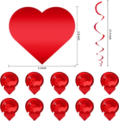 Miniatura 3 de 21 piezas de decoraciones para el día de San Valentín, decoración del día de San Valentín, premontadas, espirales de corazón colgantes Be Mine Love