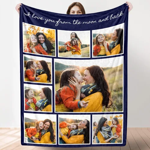 Miniatura 22 de Artsadd Manta personalizada con collage de texto fotográfico, manta de fotos personalizada para hombres, mujeres, él o ella, manta personalizada