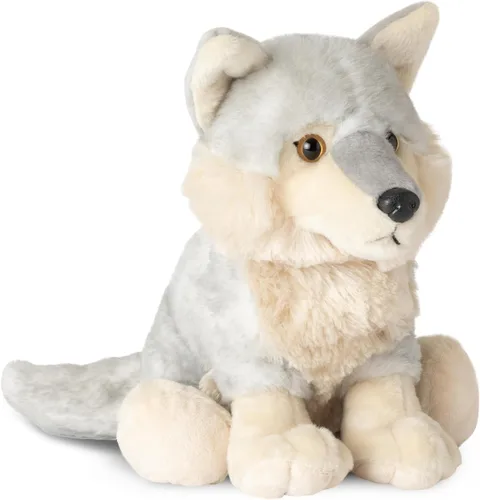 The Petting Zoo Peluche de lobo, regalos para niños, animales salvajes del zoológico Onez, juguete de peluche de lobo gris de 12 pulgadas