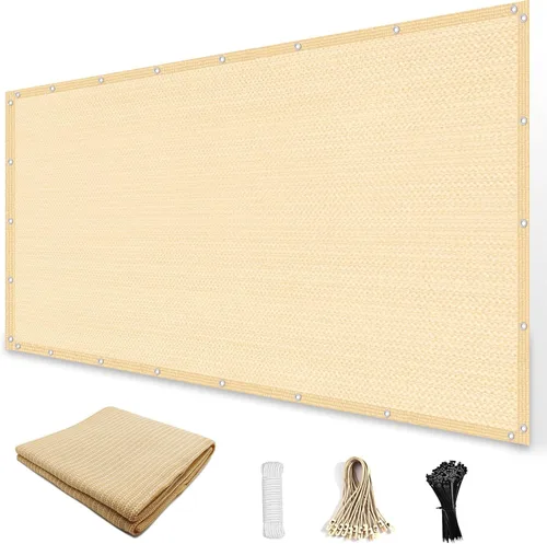 Amagenix Tela de Sombra Solar 90% con Ojales, 6' x 10' Cubierta de Sombra de Repuesto para Pérgola, Toldo, Pantalla de Privacidad para Patio Trigo