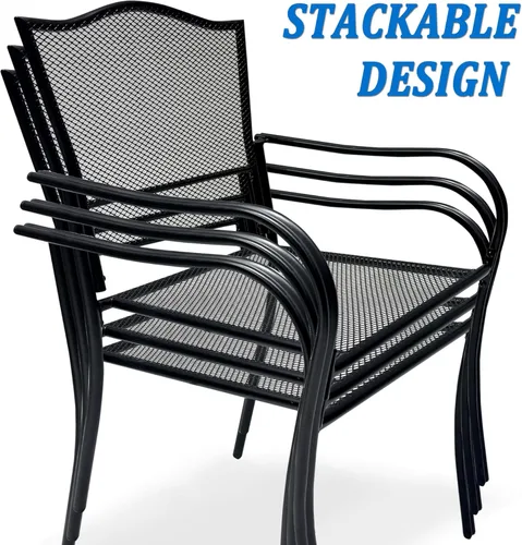 Miniatura 3 de 2-Pack Metal Patio Chairs, All-Weather Outdoor Dining Chairs with Breathable Mesh for Garden, Pool, Backyard & Lawn