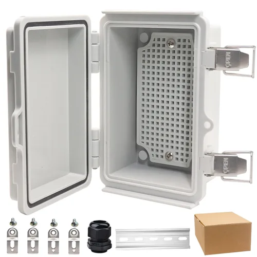 Miniatura 16 de Caja eléctrica impermeable, caja de conexiones IP67, pestillo de acero inoxidable, cubierta transparente con bisagras, carcasa para proyectos