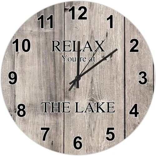 Miniatura 42 de UFunhome Reloj de pared de granja Lake Relax You're at The Lake Silent Non-Ticking Vintage Country reloj de grano de madera a pilas para el hogar