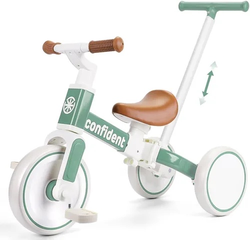 Miniatura 9 de XIAPIA Triciclo para niños pequeños de 1 a 3 años, bicicleta de equilibrio 5 en 1 con pedal extraíble, juguetes de triciclo de empuje con varilla