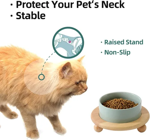 Miniatura 5 de Havniva Cuencos elevados para gatos de 5.1 pulgadas, cuenco elevado de cerámica para alimentos y agua, cuencos de comida para mascotas para gatos
