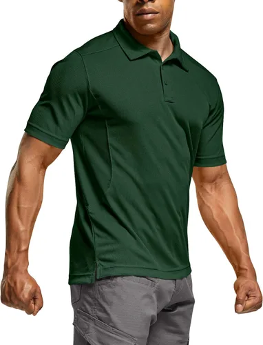 CQR - Camisa tipo polo estilo piqué para hombre, diseños tácticos de manga corta y larga para golf, tela Dry Fit ligera, con FPU 50+ para exteriores