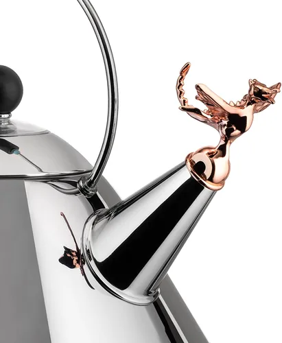 Miniatura 3 de Alessi Tea Rex - Hervidor de agua con mango y silbato en forma de dragón, acero inoxidable, negro