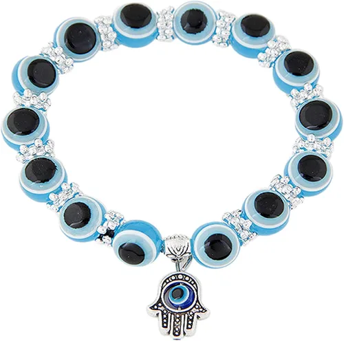 Miniatura 4 de Juego de pulseras elásticas de cuentas de cristal turco contra el mal de ojo, amuleto de protección de hebras de cristal, amuleto de Fátima Hamsa