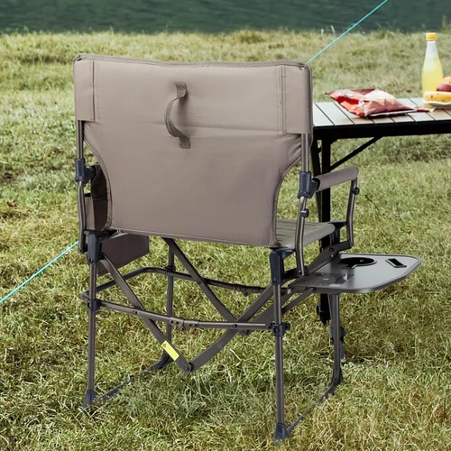 Miniatura 8 de Timber Ridge Silla de aluminio para directores de campamento con bolsillo para mesa lateral, silla plegable portátil, silla de césped resistente