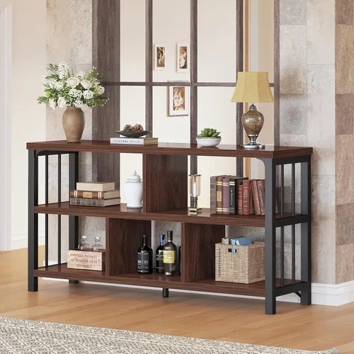 Miniatura 14 de IBF Estantería horizontal con forma de cubo, estantería abierta moderna industrial, organizador de almacenamiento de 5 cubos para el hogar, estante