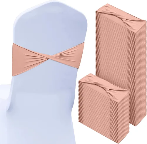 Miniatura 11 de CHENGU 100 piezas Cintas elásticas de elastano para sillas, lazos simples, bandas para sillas de boda real sin hebilla, decoraciones de cumpleaños