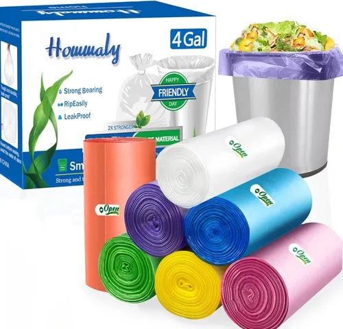 Miniatura 9 de Bolsas de basura pequeñas Multicolr de 2.6 galones, 350 unidades, bolsas de basura fuertes, mini bolsas de basura para baño, bolsas de plástico