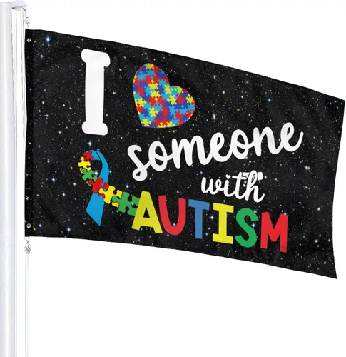 Miniatura 2 de Bandera de jardín de conciencia sobre el autismo, 12 x 18 pulgadas, a prueba de decoloración, doble cara para exterior/interior, con texto en inglés