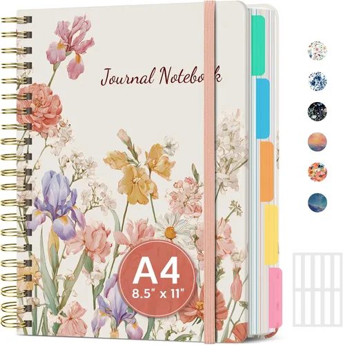 Miniatura 26 de Cuadernos de espiral con tapa dura para el trabajo con divisores y pestañas removibles, de 8.5"x11" con 5 divisiones para tomar notas y organizador