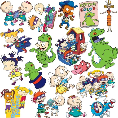 Miniatura 4 de Rugrats - Paquete variado de 100 calcomanías de vinilo troquelado grandes de lujo, calcomanías clásicas de personajes de dibujos animados