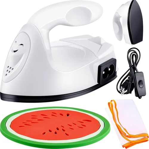 Miniatura 8 de Honoson Mini plancha para manualidades, pequeña máquina de transferencia de calor portátil con tela de malla, almohadilla de tela de silicona, Verde